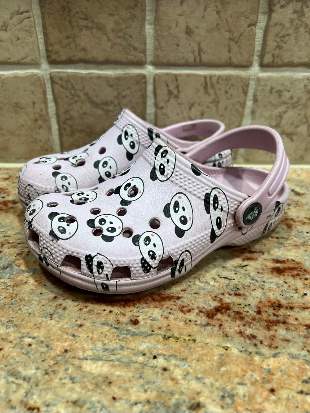 CROCS Light Pink Panda Print Kids Crocs